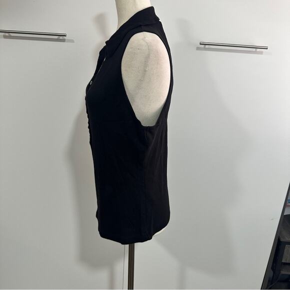 Michael Stars Size 1X Black Norah Sleeveless Polo Shirt NWT Neutral Basic Classy - Picture 4 of 12